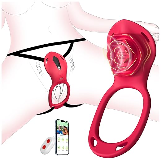 Couples Rose App Remote Control Wearable Vibrator, Couple Women Adult Sex Toys Games for Men, Hands Free Panty Clitoris Vibrator Vibrating Cock Ring, ZOOPLOU BDSM Female Sex Toy Clitoral Stimulator