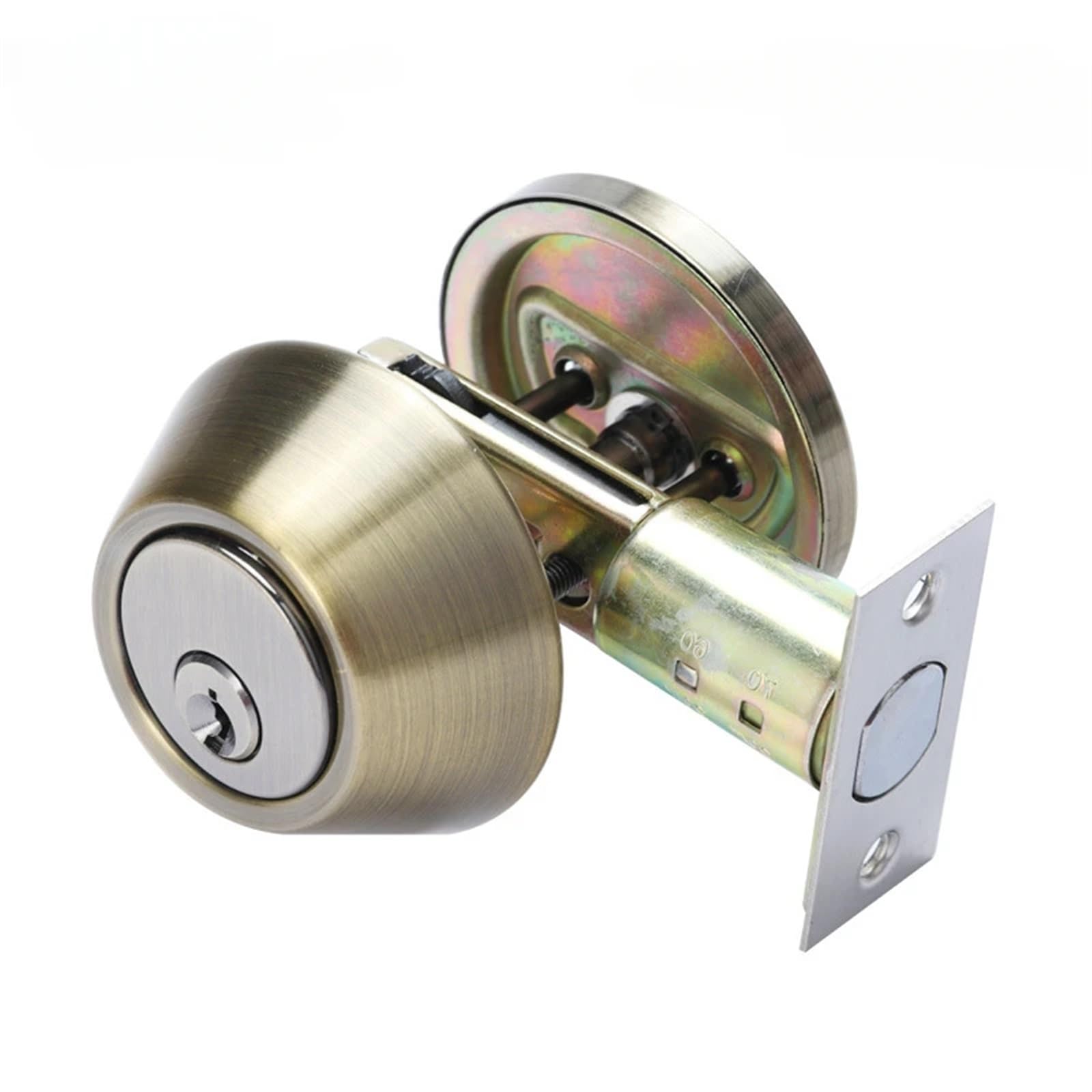 Lock cylinders Home Door Gate Single Cylinder Deadbolt Stainless Steel Dead Bolt Lock Round-Shape Locking Gear Invisible for Front/Exterior Doors(Style 3)