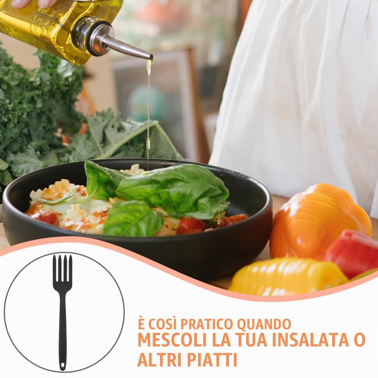 UPKOCH Forchettone Da Cucina 11.61In Forcella Grande in Silicone Riutilizzabile Ergonomica Per Servire Pasta Insalata Strumento Lavabile Per Casa Ristorante Campeggio
