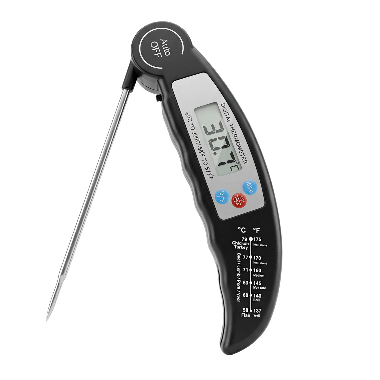 Digital Meat Thermometers, Precise Read Food Thermometer Probe for Kitchen, Foldable Outdoor Cooking, Liquid, Grill, Instant Cooking Thermometer with Strong Magnet