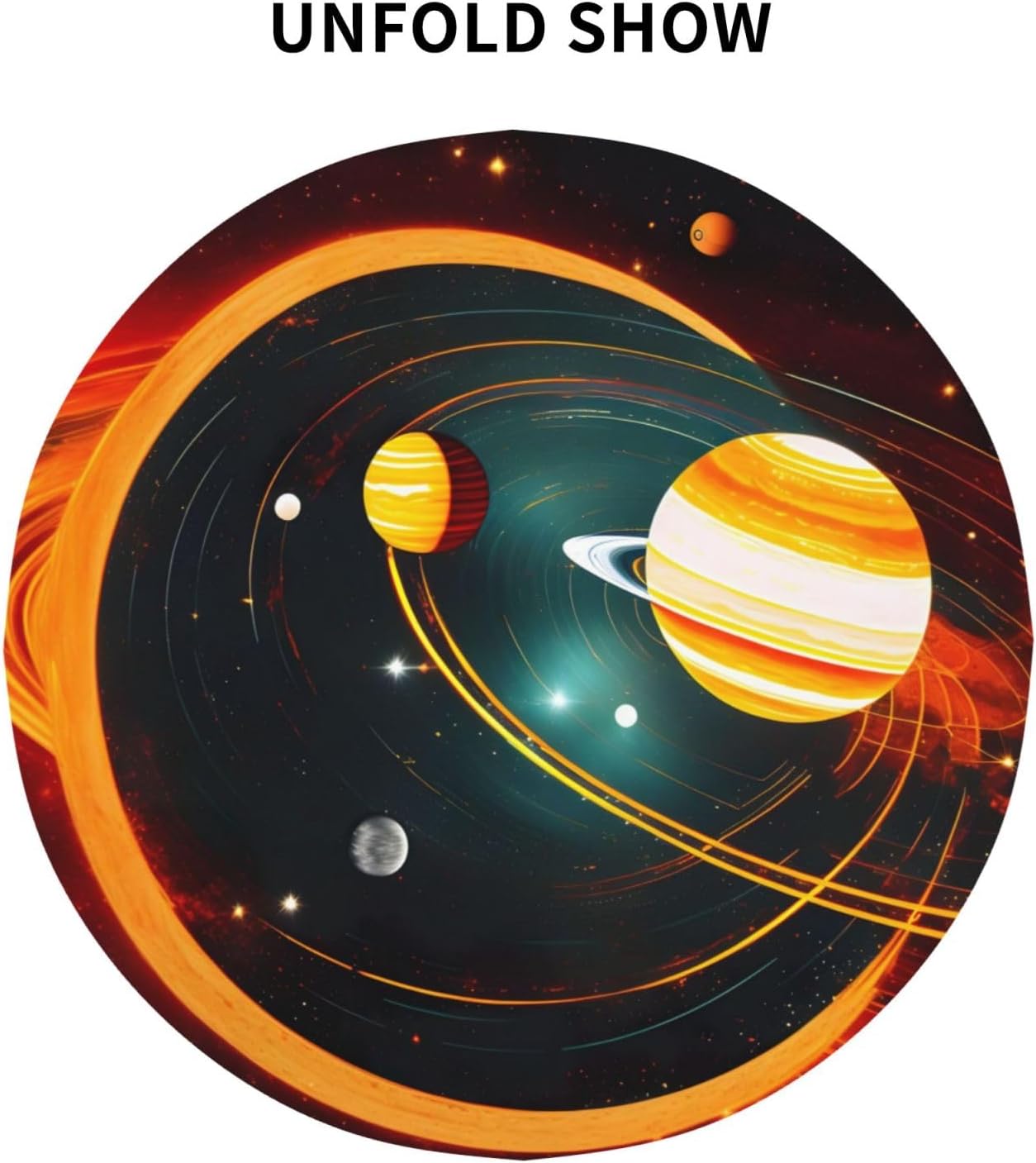 Solar System Jupiter Saturn Print Wrinkle Free Dining Table Cover for Birthday Party Farmhouse Tablecloths Up to 60 x 60 Inches