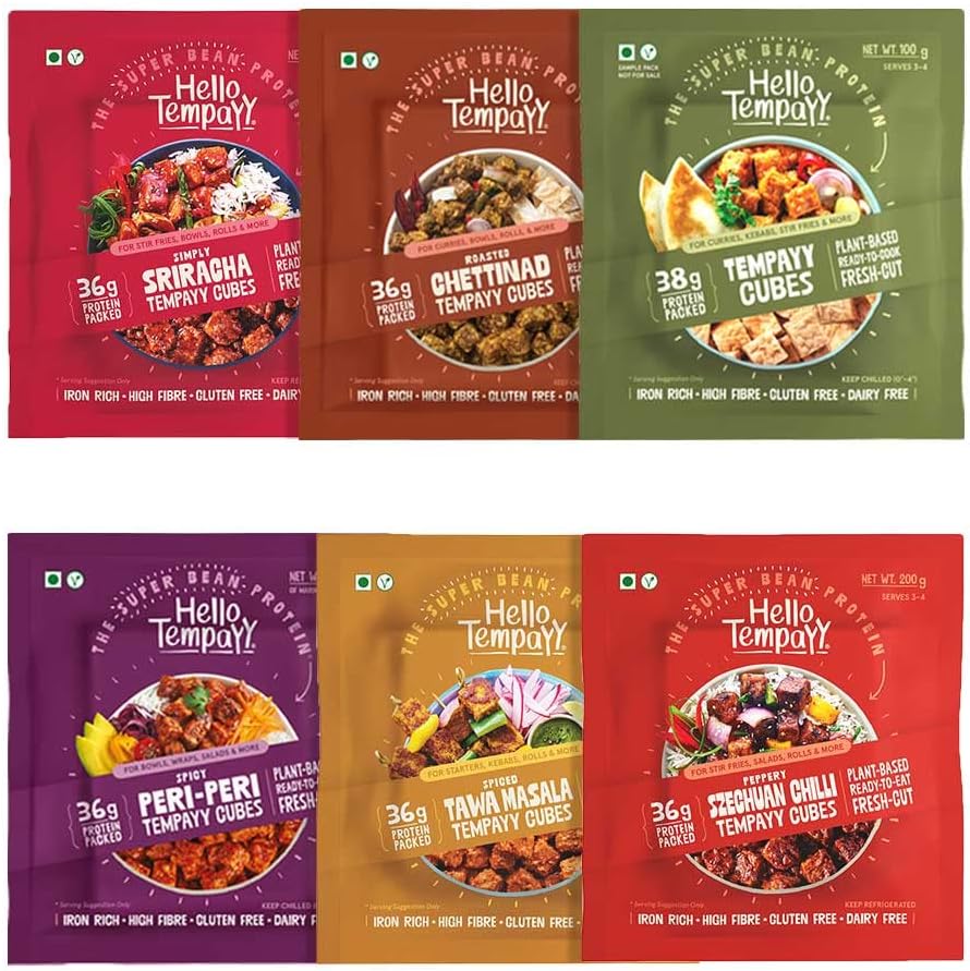 Hello Tempayy All Things Tempeh Pack of 6 / Veg Protein | Dairy & Gluten Free | Gut-Friendly | High Fiber | Low Carb | No preservatives & additives