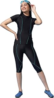 LYCOT Women’s Nylon Padded Swim T-Shirt & 3/4 Tights 2-Piece Set Price In India