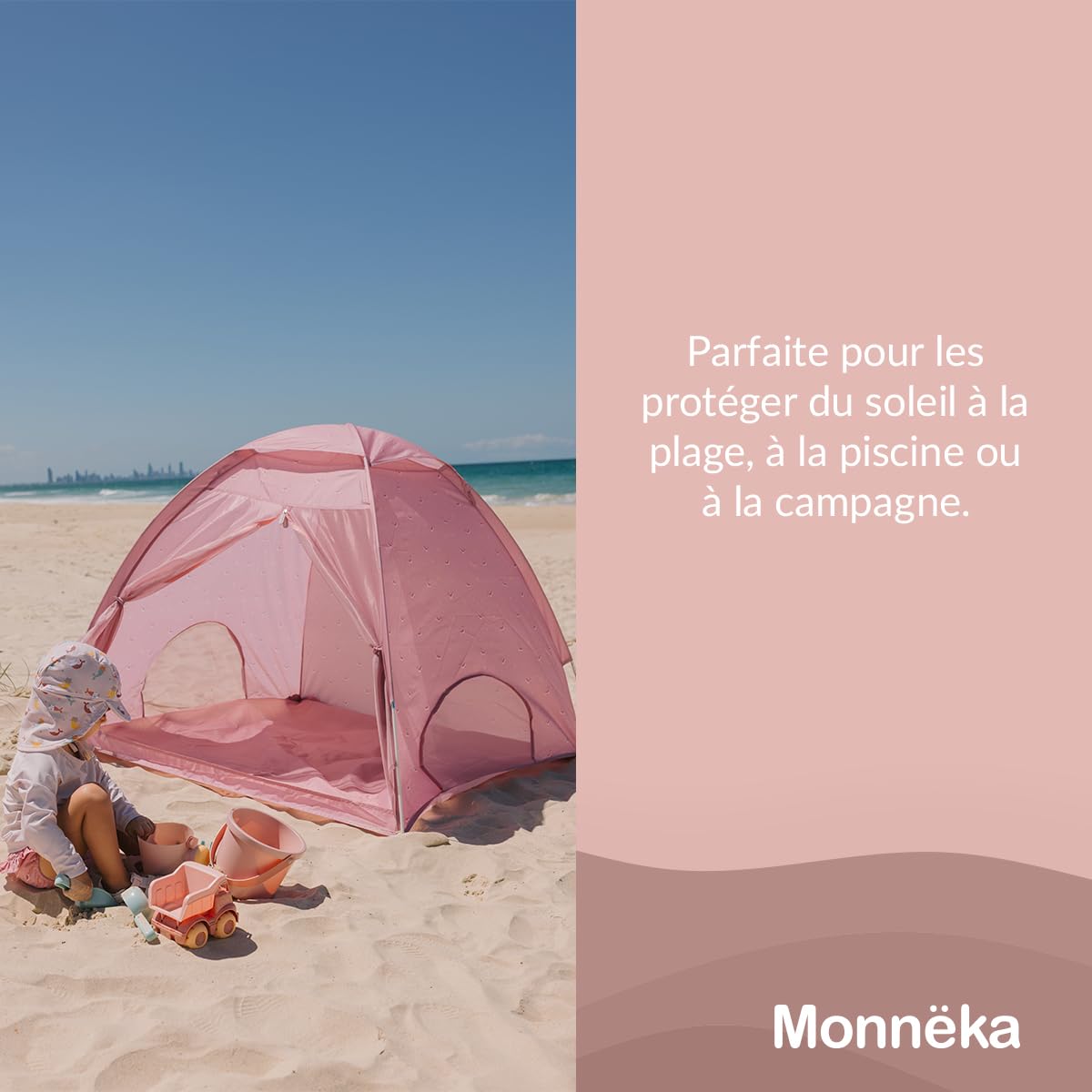 Tente de Plage pour Bébés UPF50+ avec Moustiquaire | Whale Pink