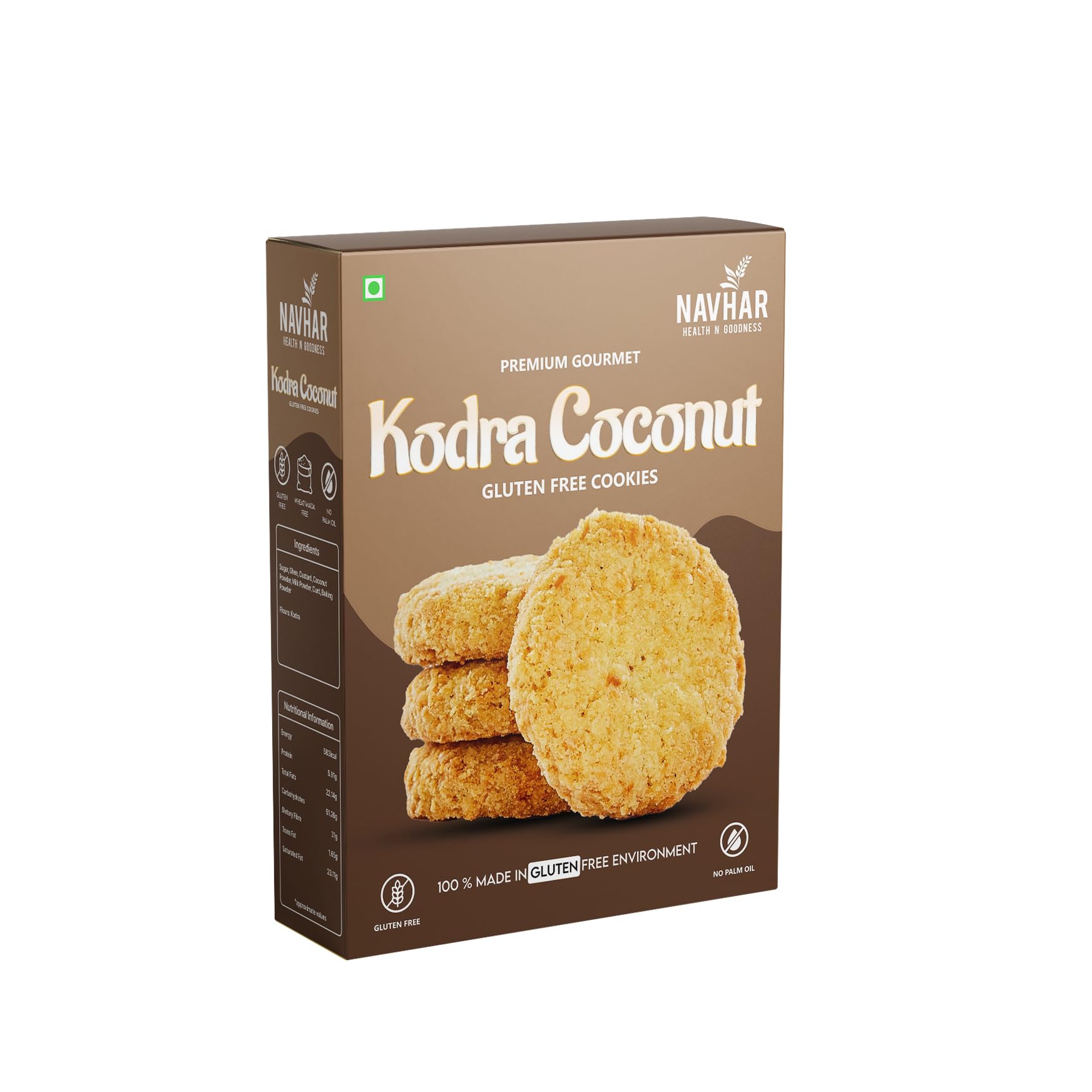 NAVHAR Kodra Coconut Gluten Free Cookies - 200g | Premium Millet & Coconut Biscuits | No Maida, No Palm Oil | Crunchy, Healthy & Delicious Snack | Made in Gluten-Free Environment | Tea-Time Delight Pack |-image-12