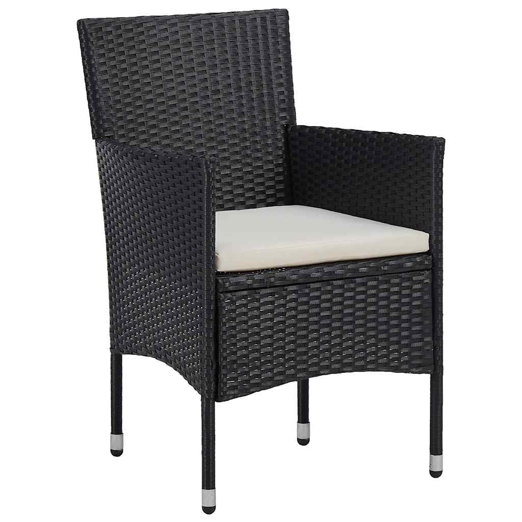 Poly Rattan krzesło ogrodowe zestaw 2 szt. czarne
