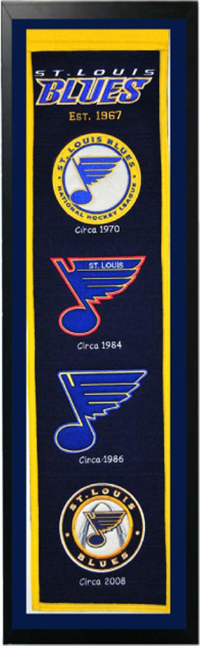 Encore St. Louis Blues Logo History Felt Banner - 14 x 37 Framed