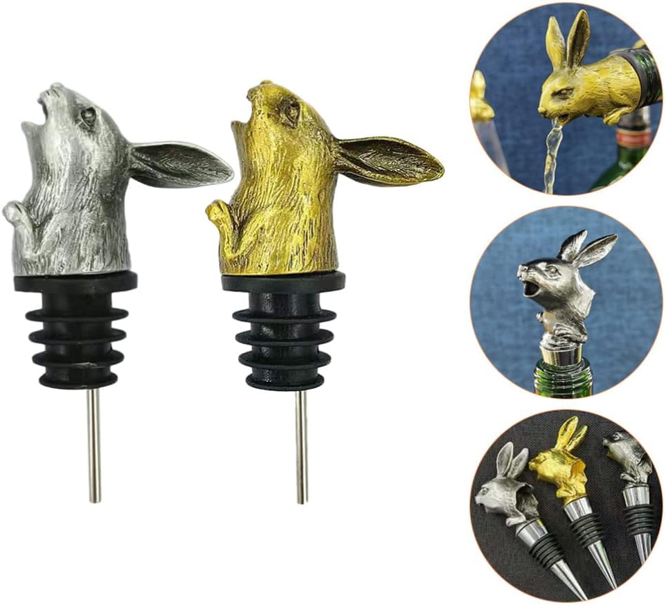 Hemoton 2pcs Rabbit Head Wine Pourer Creative Stainless Steel Wine Pourer for Easter Celebrations for Party Accessory
