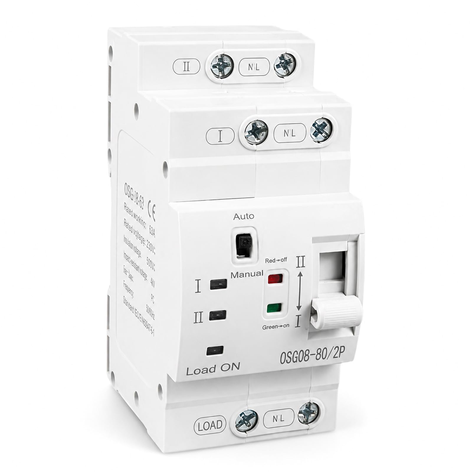 Interruttore di trasferimento automatico 2P 63A 220V su guida DIN ATS, commutatore elettrico Dual Power, interruttore di trasferimento automatico, interruttore di alimentazione di emergenza con alta