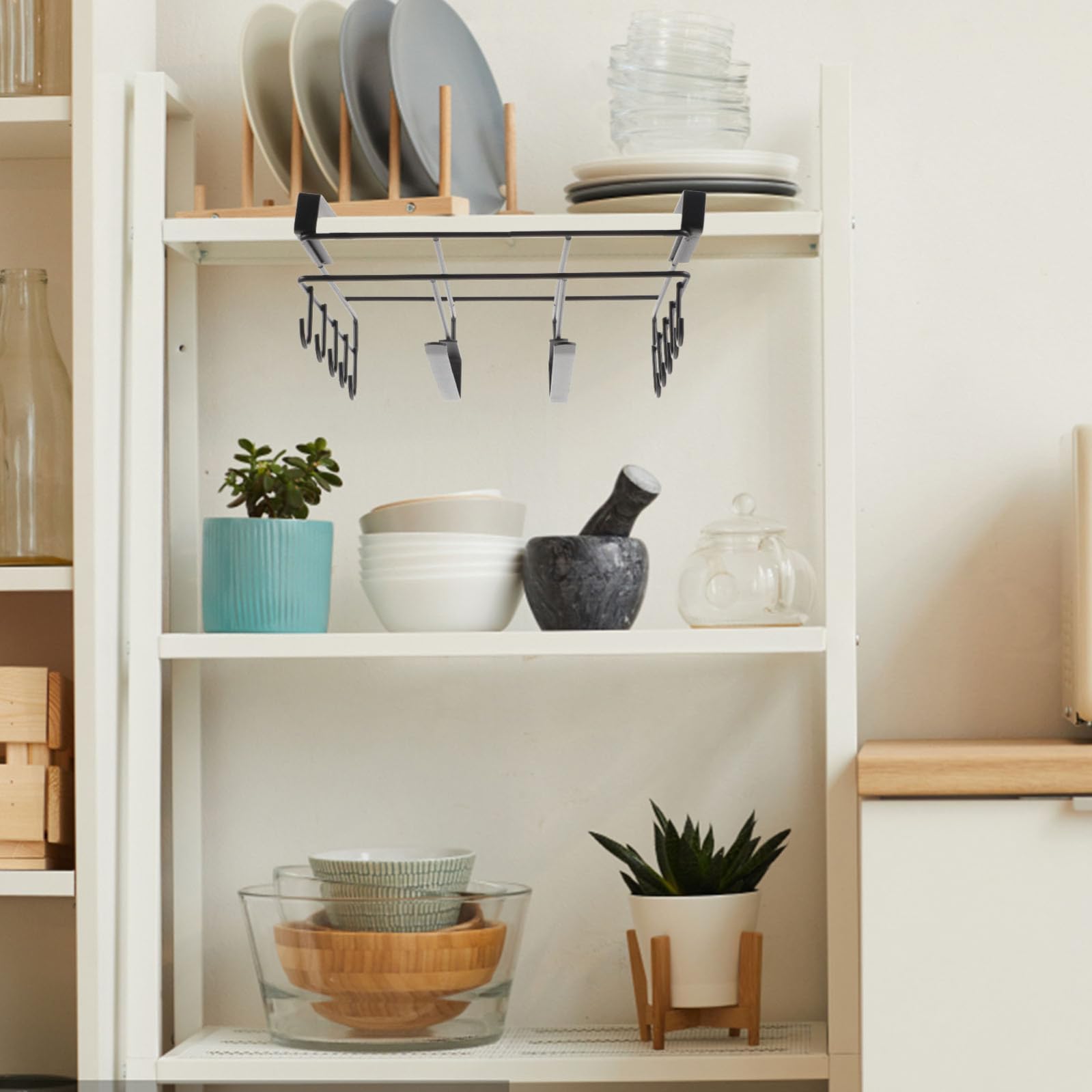 Organizer Cucina in Acciaio al Carbonio Bordi Arrotondati, Supporto Sottopensile Antiscivolo Facile da Pulire per Tazze e Padelle, Design Semplice per Cucina