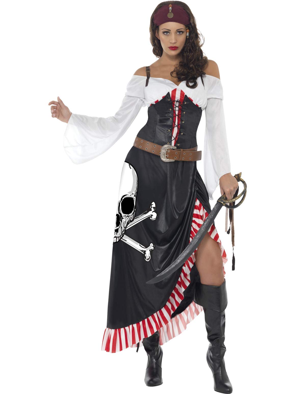 Smiffys Sultry Swashbuckler, Black with Top, Skirt and Belt, Pirate Fancy Dress, Pirate Dress Up Costumes