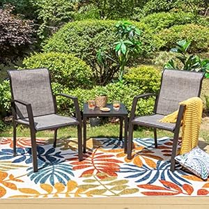 MFSTUDIO Black Patio Table Metal Square Coffee Tea Bistro Table Small Side End Adjustable Outdoor Furniture TableBlack