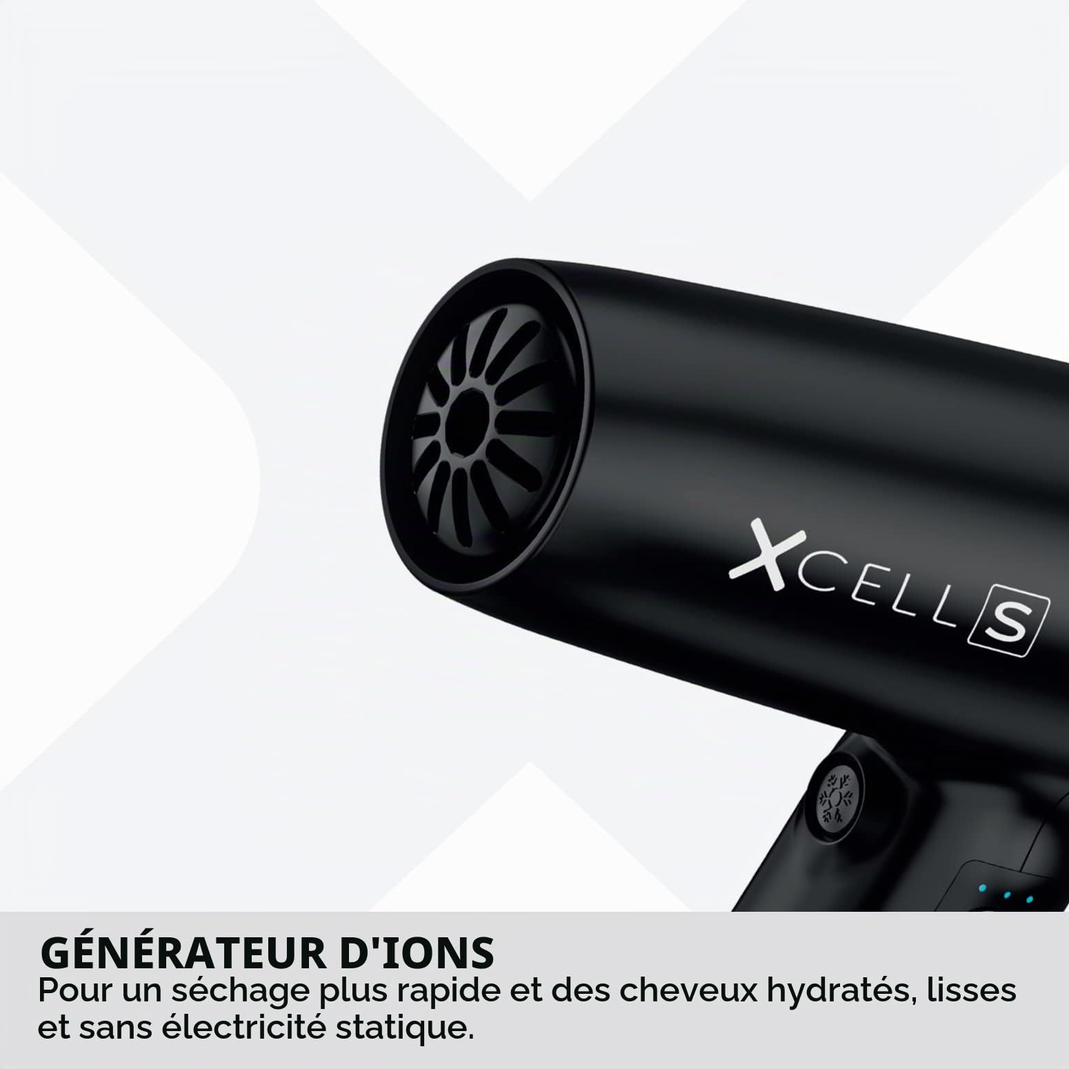 GAMMA+ Sèche-cheveux Ionique XCELL S, Sèche-cheveux Ultra-léger 290 gr, Action Bactéricide Désinfectante, Fonction Mémoire Intelligente, Interface LED, Technologie autonettoyante (Prise SCHUKO)