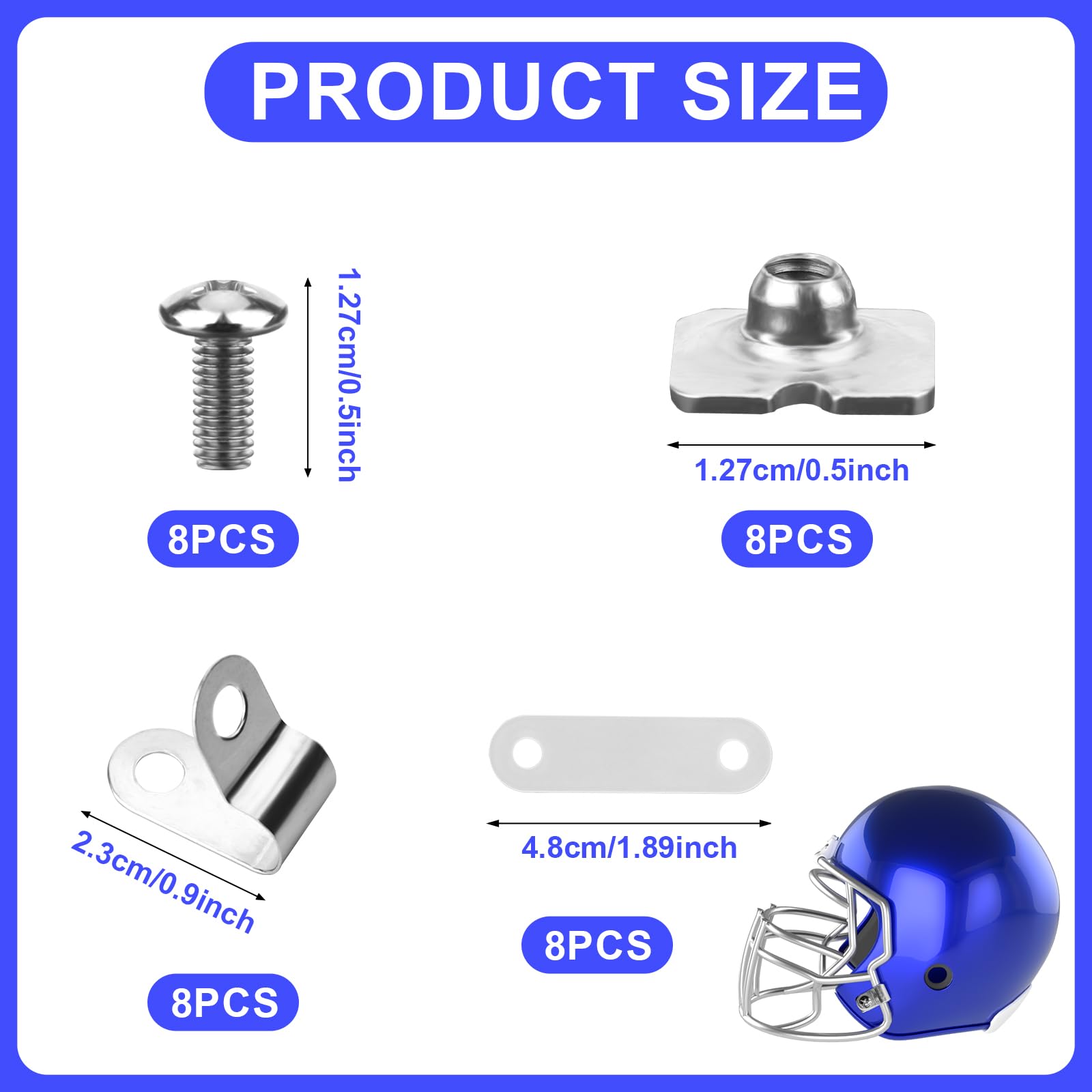 Kit Riparazione per Casco Football, Incluso Clip per Visiera da Football a Forma di R, Dadi, Viti, Guarnizione in Gomma, Baseball, Softball, Hockey, Kit Hardware per Casco da Football