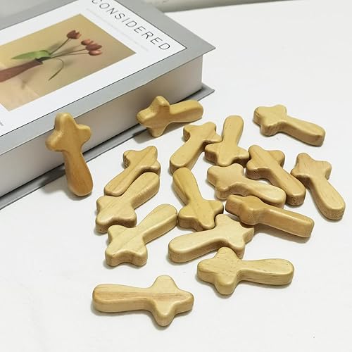Miniatura 2 de EAEDMY 8 cruces pequeñas de mano, cruz portátil de madera de pino, cruz de oración de Jesús para ocasión religiosa o comunión, 2.44 pulgadas (8