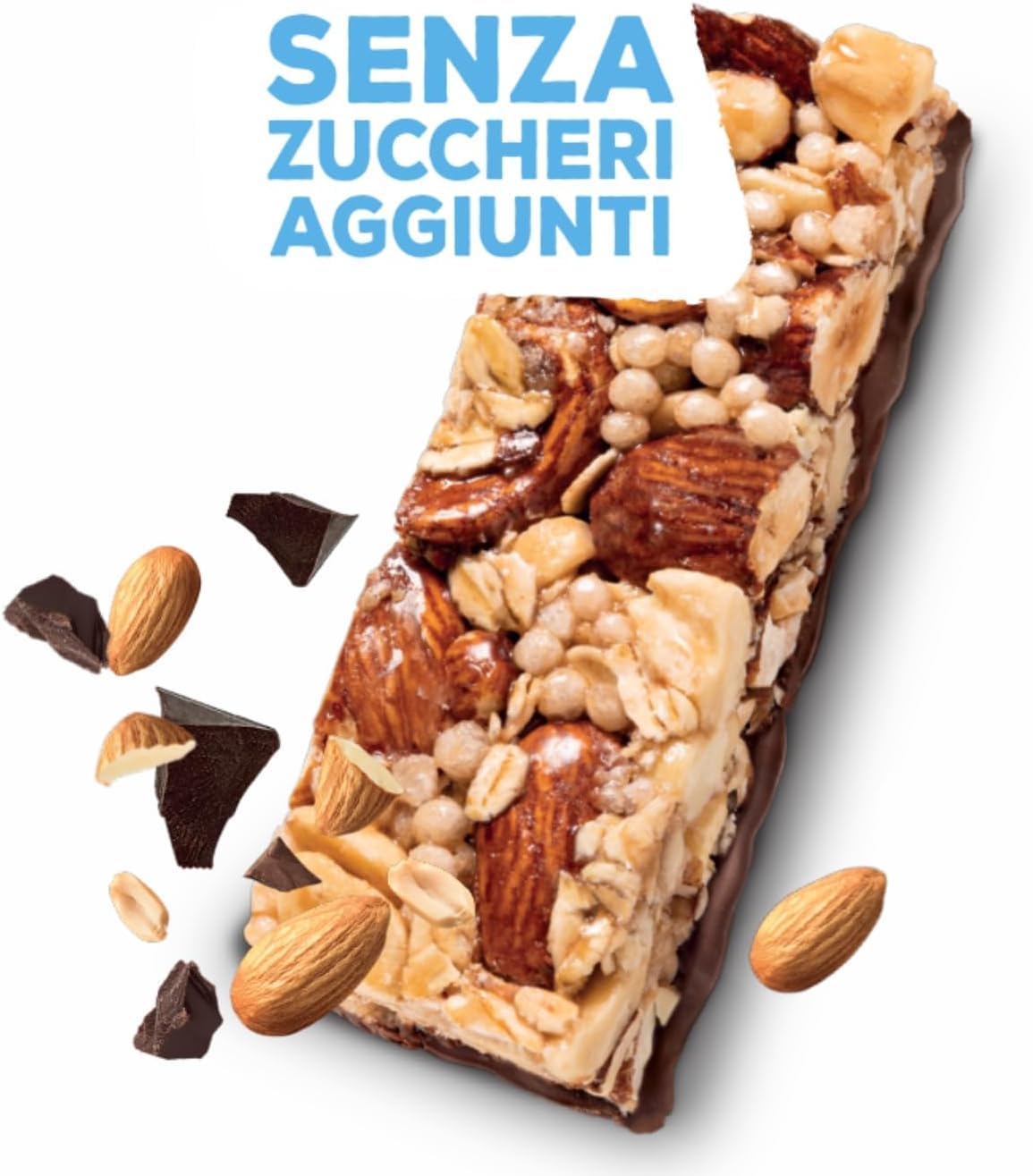 Misura Barrette con Frutta Secca Mandorle, Arachidi e Cioccolato Fondente Senza Zuccheri Aggiunti 120g - Novità 2024 [4 Confezioni]