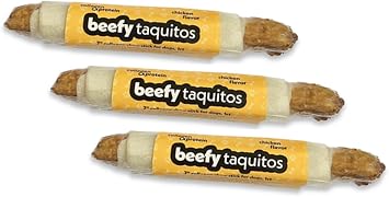 Frankly Original Pet - Chicken Flavored Collegen Packed Beefy Taquito Stick for Small and Medium Dogs Pack of 3 Long Lasting Chews, Treats, Bones for Aggressive Chewers - 7" 8661