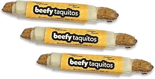 Frankly Original Pet - Chicken Flavored Collegen Packed Beefy Taquito Stick for Small and Medium Dogs Pack of 3 (Long Lasting Chews, Treats, Bones for Aggressive Chewers) - 7" (8661)
