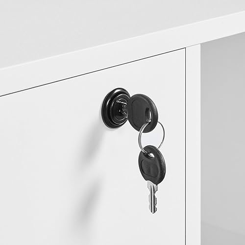 Miniatura 9 de Yaheetech Archivador móvil de tamaño carta blanco con 2 cajones y 4 estantes de almacenamiento abiertos, archivador lateral móvil grande para el