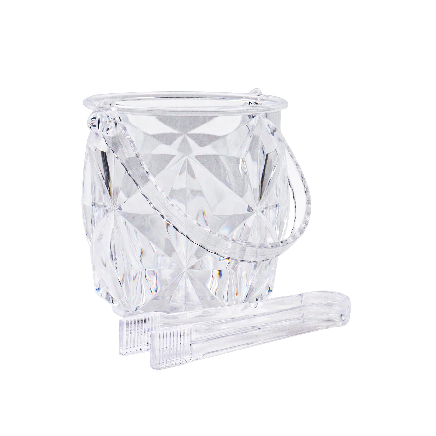 Dmnnlp 1.3L Clear Ice Bucket with Tongs, Acrylic Ice Buckets for Parties Easy Carry Handle Small Bucket for Parties Drinks