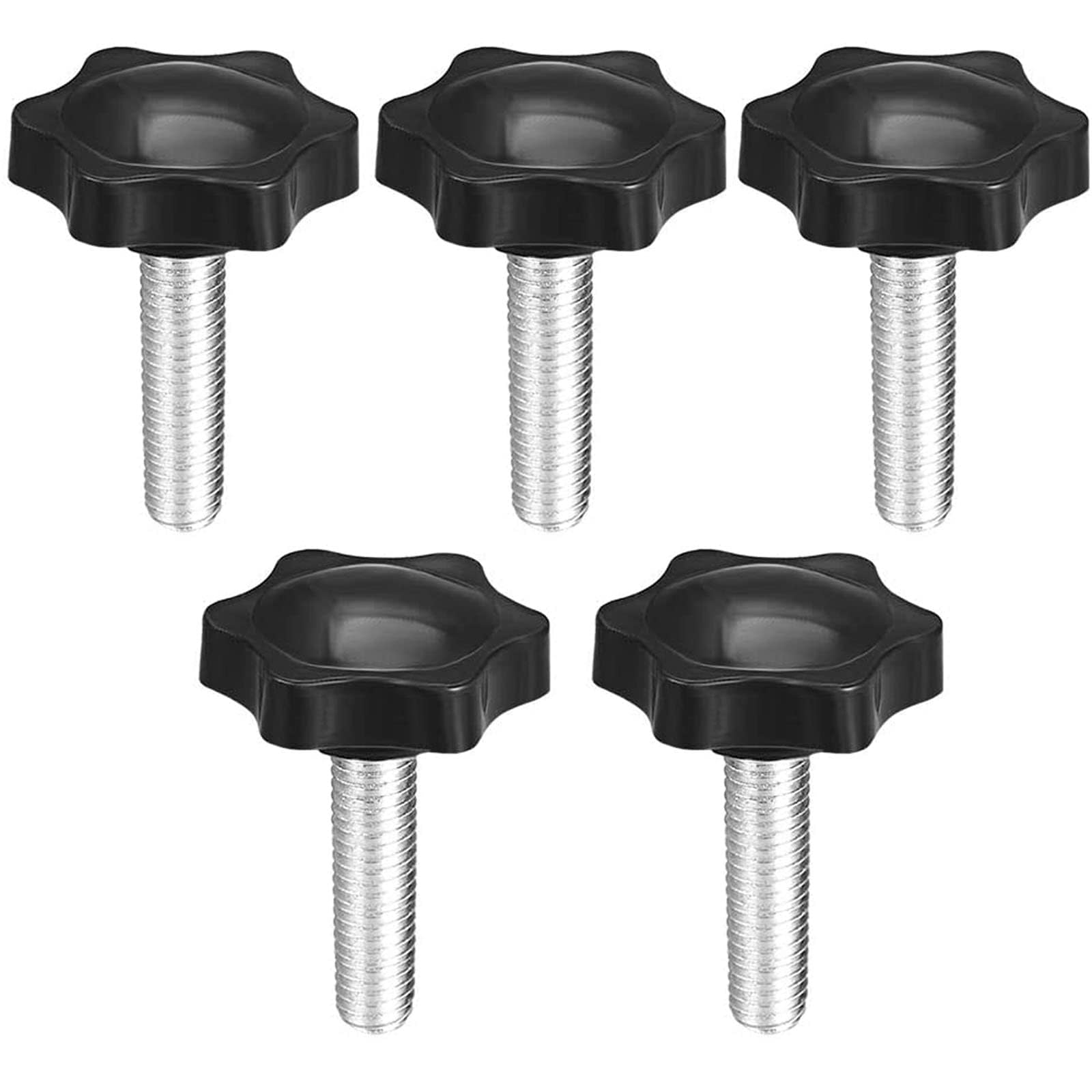 TOP-VIGOR 5Pcs M8 x 55mm Clamping Screw Knob Star Shaped, 38mm Dia Plum Hex Shaped Plastic Head Clamping Knob Male Thread Grips
