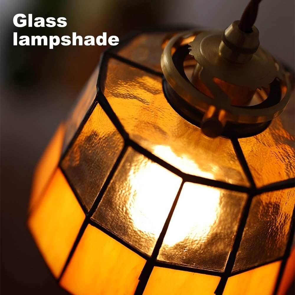 Jadssox Witrażowa lampa wisząca z mosiądzu, lampa wisząca, wyspa kuchenna