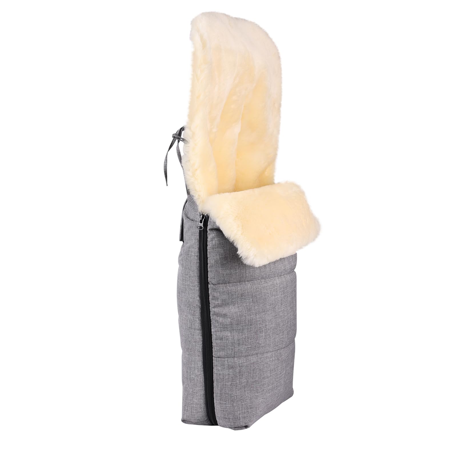 Saco de piel de cordero para cochecito de bebé, saco de piel de cordero, resistente al viento y al agua, universal, 90 x 50 cm (gris claro)