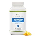 Amanah Vitamins Halal Omega-3 Fish Oil 2000mg, 120 Softgels, Halal Certified (ISNA Approved), Non-GMO, Gluten-Free, High EPA & DHA Omega 3 Supplement