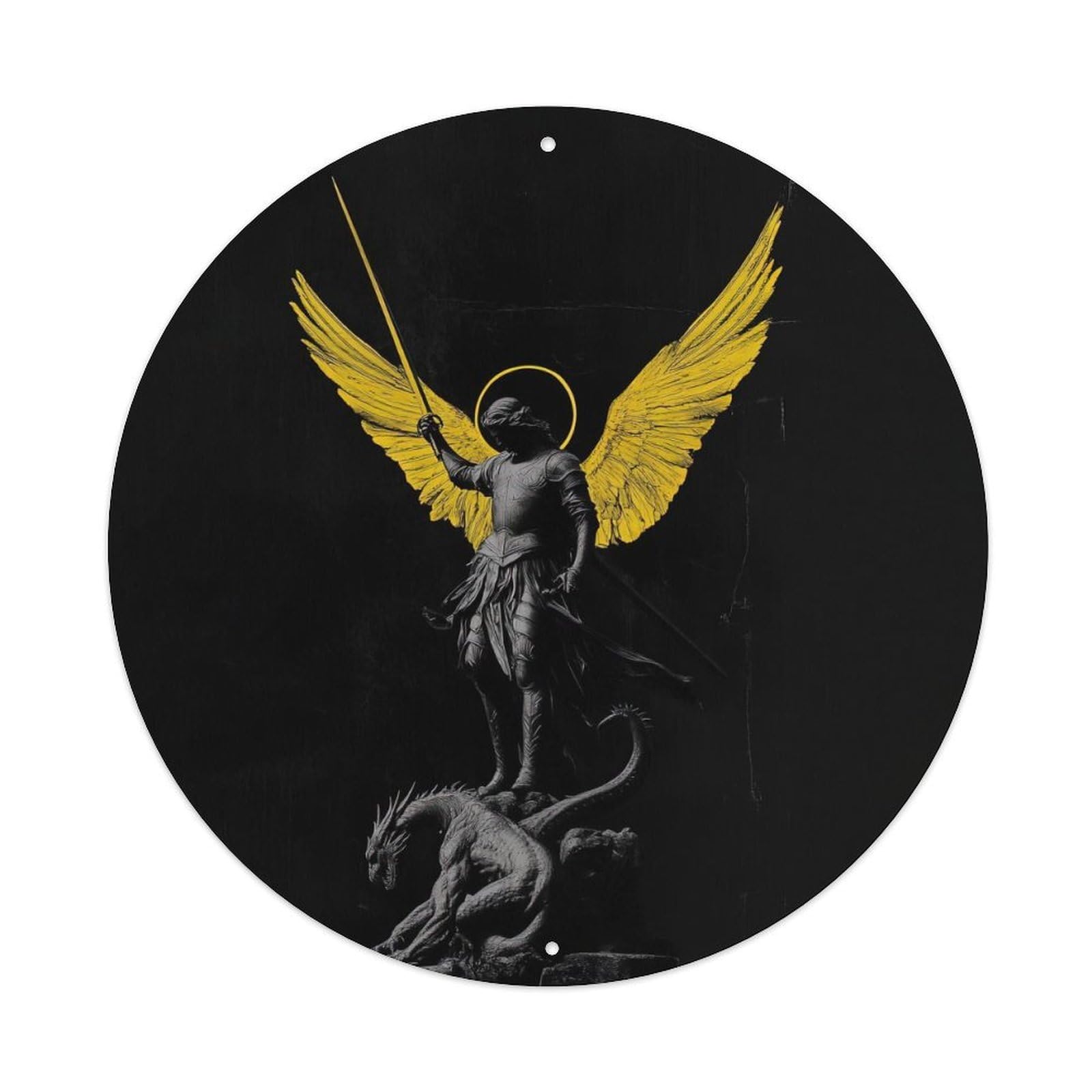 Sacred Light Archangel Michael Christian Warrior Metal Tin Sign