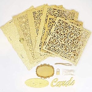 OurWarm Gold Wedding Card Box - Glittery Wooden Card Boxes with Lock, Gift Card Box Money Holder for Reception, Anniversary, Shower, Rustic Wedding Decorations, Birthday, Graduation OurWarm Gold Wedding Card Box Glittery Wooden Card Boxes with Lock Gift Card Box Money Holder for Reception Anniversary Shower Rustic Wedding Decorations Birthday Graduation