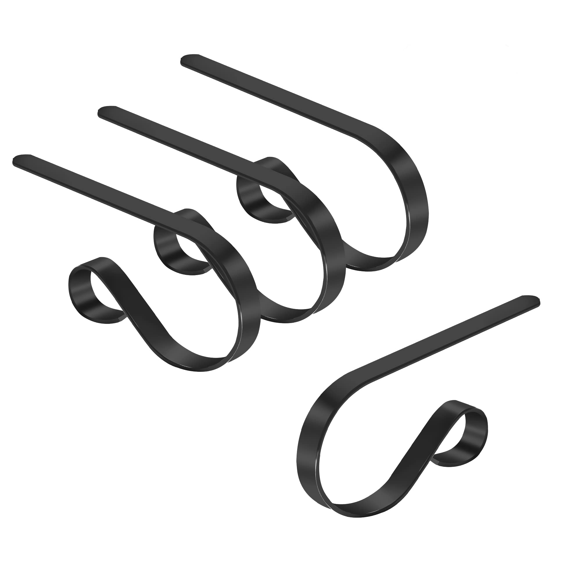 TAROSE Stocking Holders for Mantle, Christmas Stocking Holder Set of 4, Mantle Clip Fireplace Hooks Hanger for Christmas Party Decoration Supplies (Black)