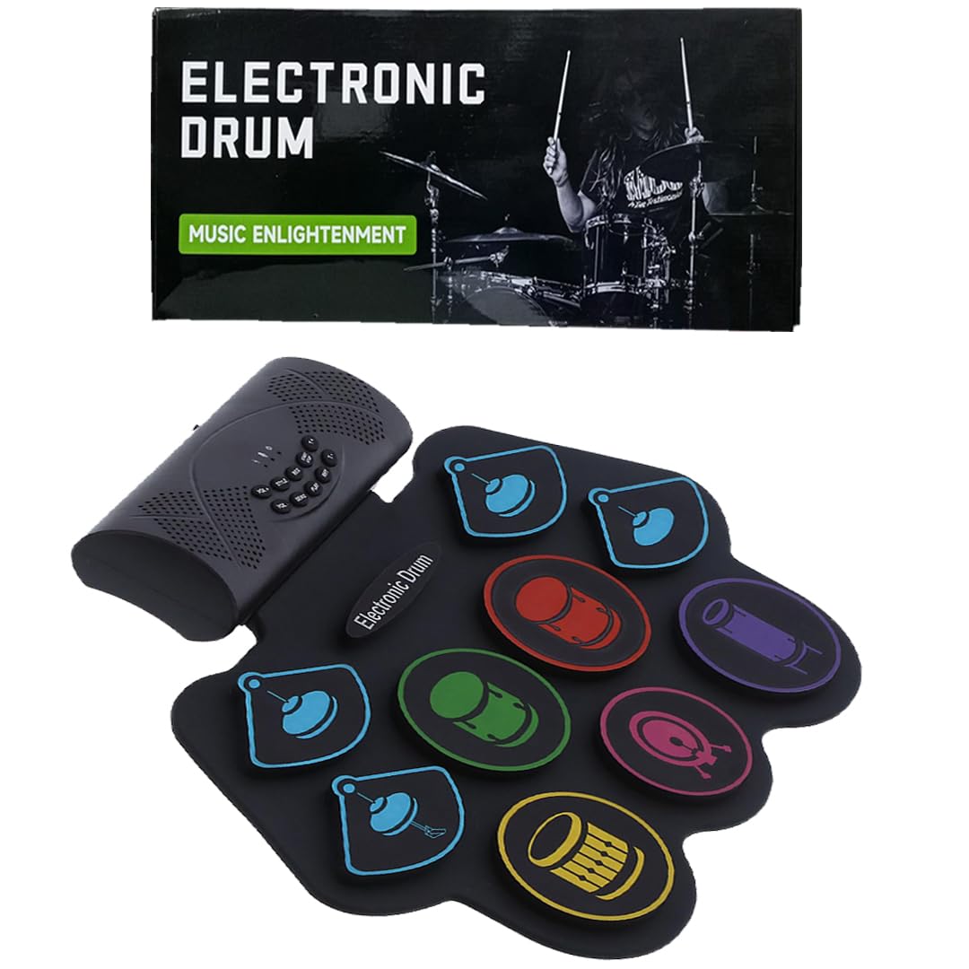 Breatoi! Electric Drum with 9 Colourful Pads Set, 19×13 Inch Roll-Up Drum Portable Drum Pad Kit with MIDI Education Function, Built-in Speaker, Supports Headphone/Bluetooth, Best Gifts for Kids (B0CWRXRTWB) Amazon Price History, Amazon Price Tracker