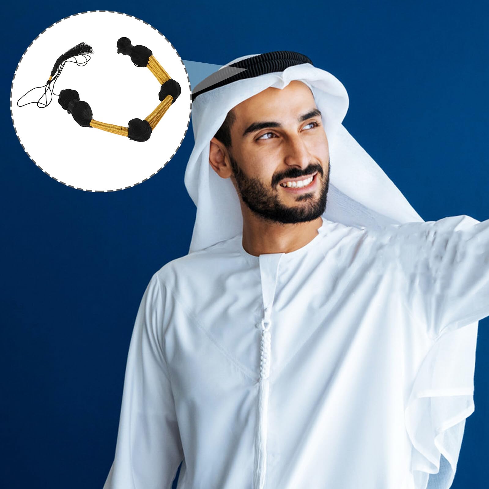 Uonlytech Foulard Arabe en Corde pour Homme, Accessoire Cheveux Polyvalent en Fil de Coton Polyester, Style Chic Classique pour Diverses Occasions