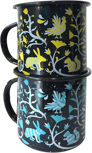 Miniatura 1 de BY MEXICO Tenango Pocillo de Peltre Duo, 12 oz. Tazas esmaltadas - Juego de 2 piezas