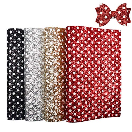 Accessoires benodigdheden Faux lederen stof glanzende pailletten met stippen glitter stof DIY lederen blad handgemaakte… - Image 3