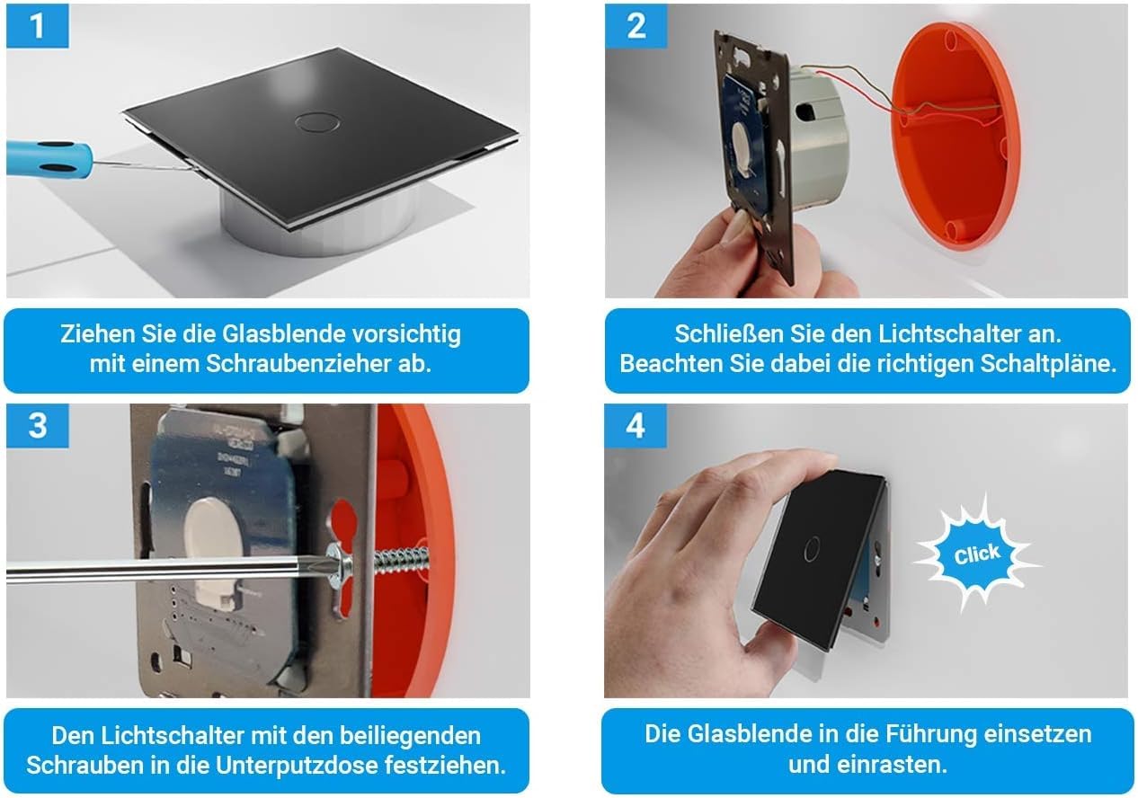 LIVOLO 1-facher Touch Taster Lichtschalter für Haus-Automation 230V Trockenkontaktrelais Impulsschalter Nullleiter erforderlich Klingel Sensor Touchschalter Weiß VL-C701IH-11