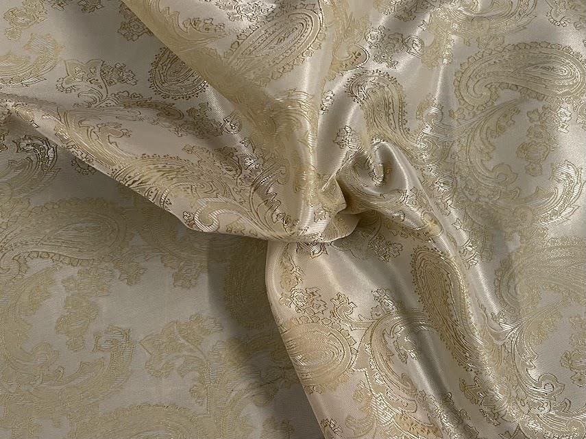 Paisley żakardowa satynowa podszewka materiał szampański 10MTR