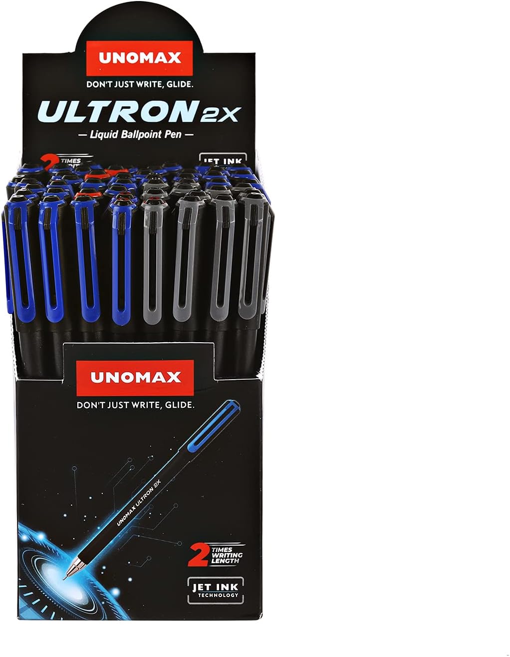 Unomax Ultron 2X Liquid Ball Point Pen for Schools and Offices(Pen Jar-50Pcs)|Red