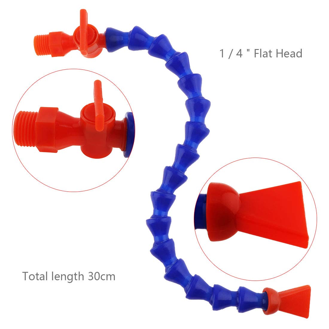 Tubo Flessibile del Liquido di Raffreddamento dell'Acqua con Filettatura da 1/4", Tubo di Raffreddamento in Plastica Regolabile con Ugello Piatto con Interruttore Blu