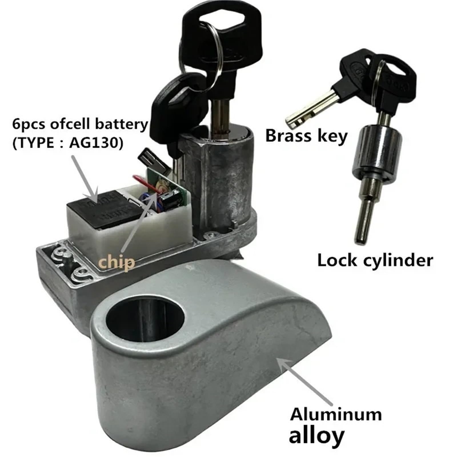 Blocca Disco Blocco antifurto dell'allarme antifurto del motorino della bici del motociclo impermeabile di sicurezza con staffa del freno a disco e corda di Bloccadisco Moto(Silver set)