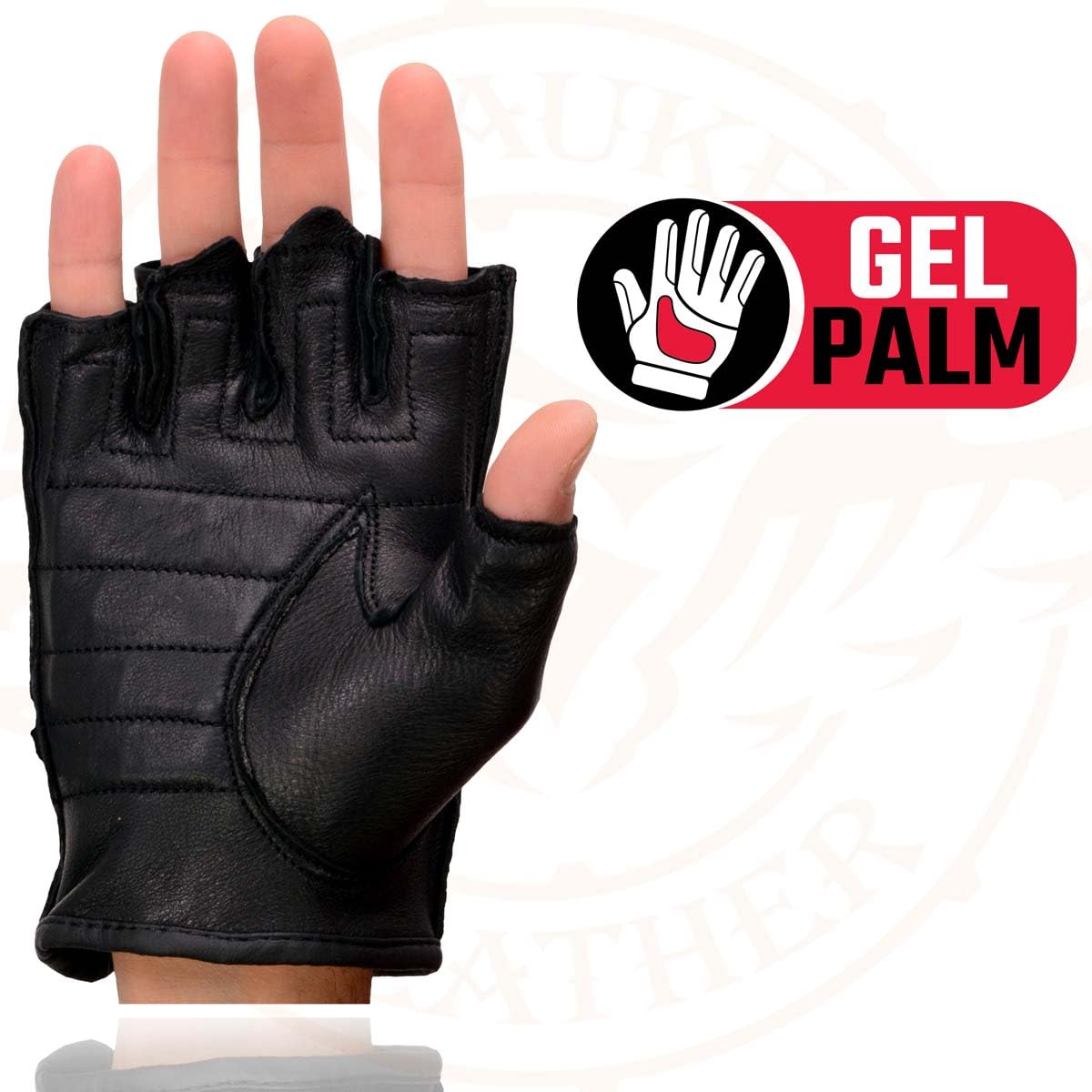 Milwaukee Leather SH851 Men's Black Deerskin Fingerless Gloves with Gel Palm (X-Large)