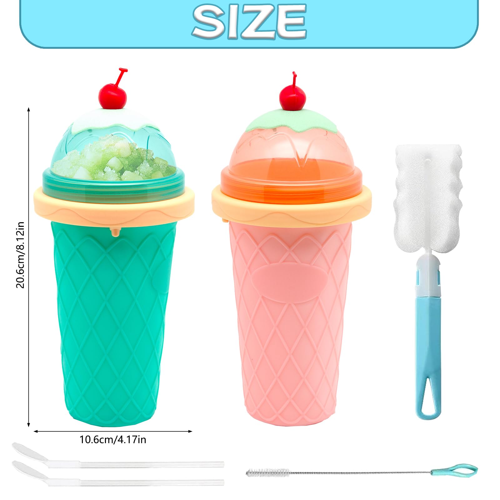 Coppa Per Granita E Frullati Fai Da Te - Con Cannuccia E Cucchiaio 2 In 1 - Ideale Per Estate E Bambini - Foto 6