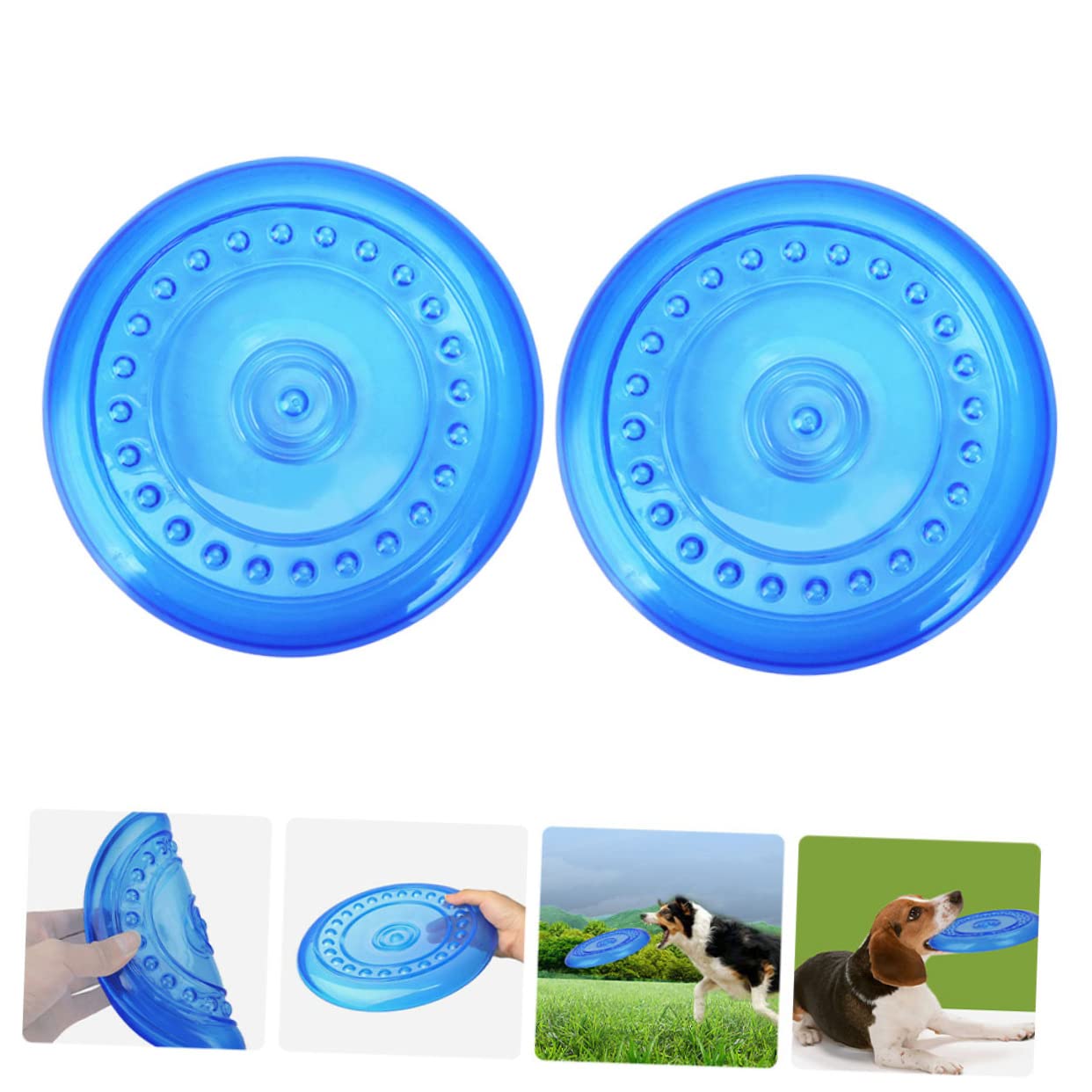 Didiseaon Giocattolo per Cani a Disco da Lancio 2pezzi Tpr Blu | Set da 2, Forma Disco, Adatto a Pet e Cuccioli, Morbidezza Elevata, Uso All'aperto