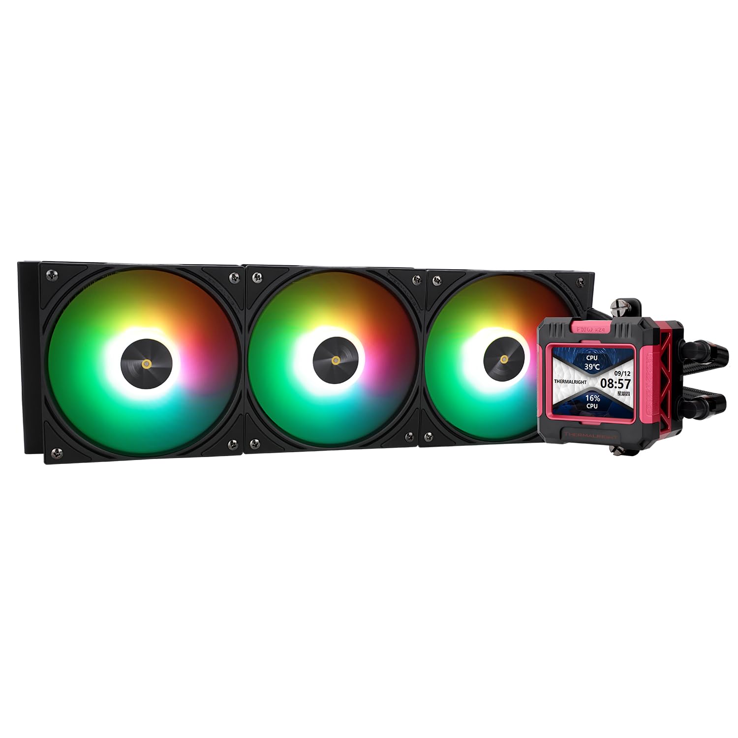 Thermalright FW PRO 360 ARGB RB-AIO CPU Liquid Cooler,IPS LCD Screen | 320x320 Resolution,for AM4/AM5,LGA1700/1851,2.73in Magnet-Absorbent LCD Screen,Red-Removable Cold Head Aio Cooler