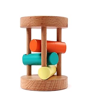 Intellibaby Premium Wooden Rolling Drum Toy for Baby,Montessori Educational Toy for Toddlers,Early Learning,Develops Wrist Strength,Encourages Curiosity&Movement,6+ Months,BIS Certified,Birthday Gift