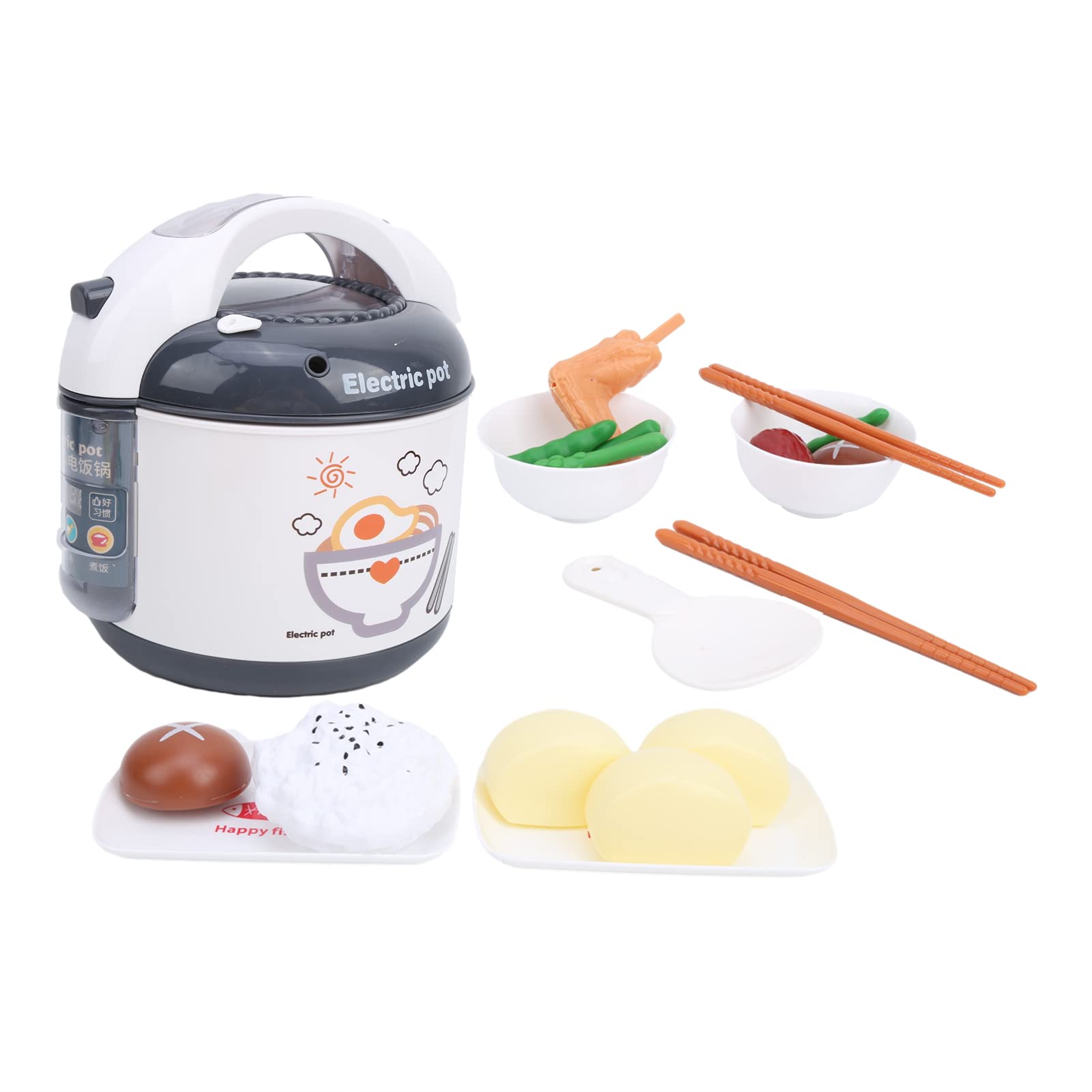Set di Giocattoli per Cuociriso per Bambini, Elettrodomestici da Cucina in Plastica Dai Colori Vivaci per un Divertimento Interattivo (Grigio)