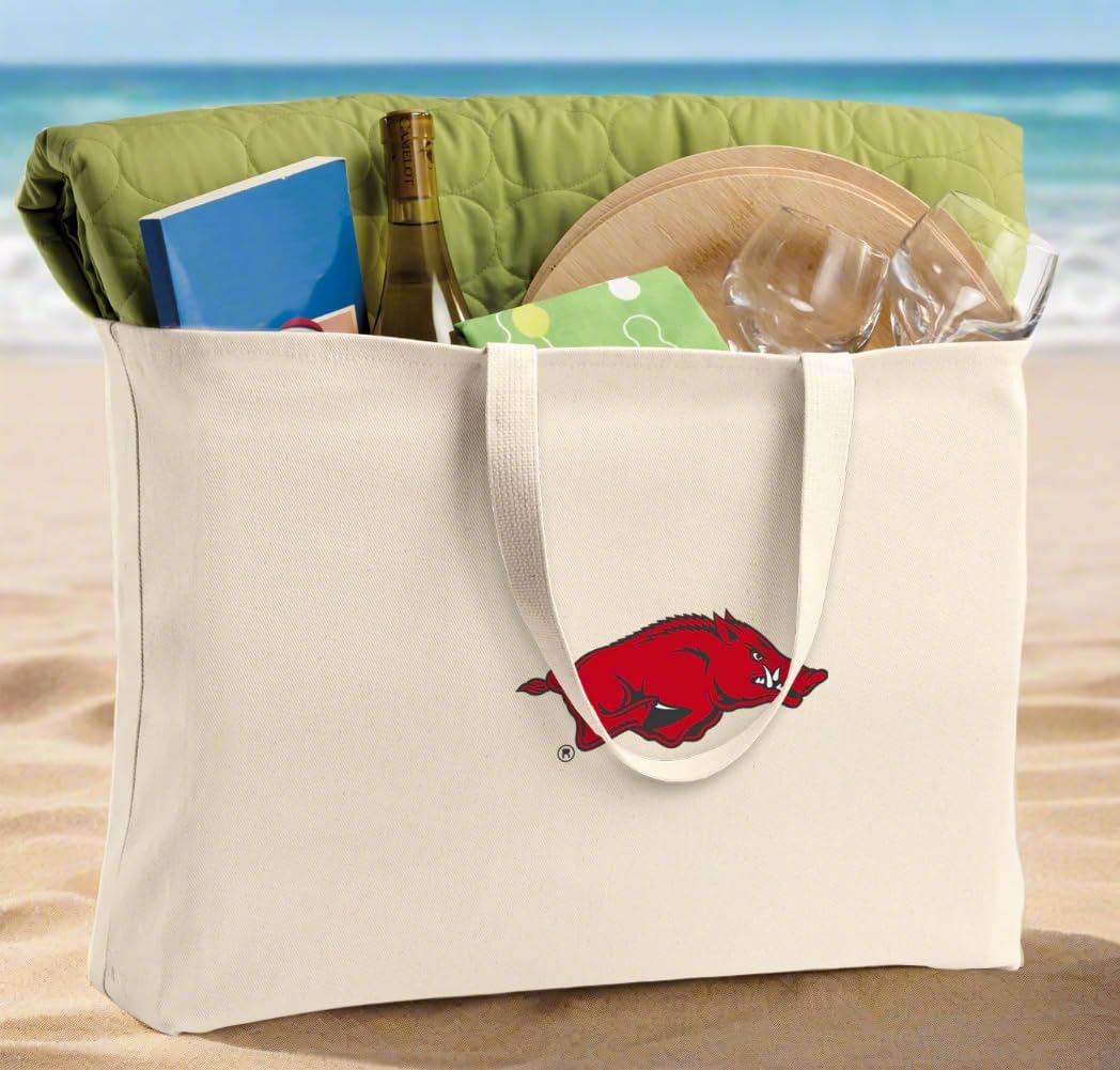 Broad Bay JUMBO University of Arkansas Tote Bag or Large Canvas Arkansas Razorbacks Shopping Bag