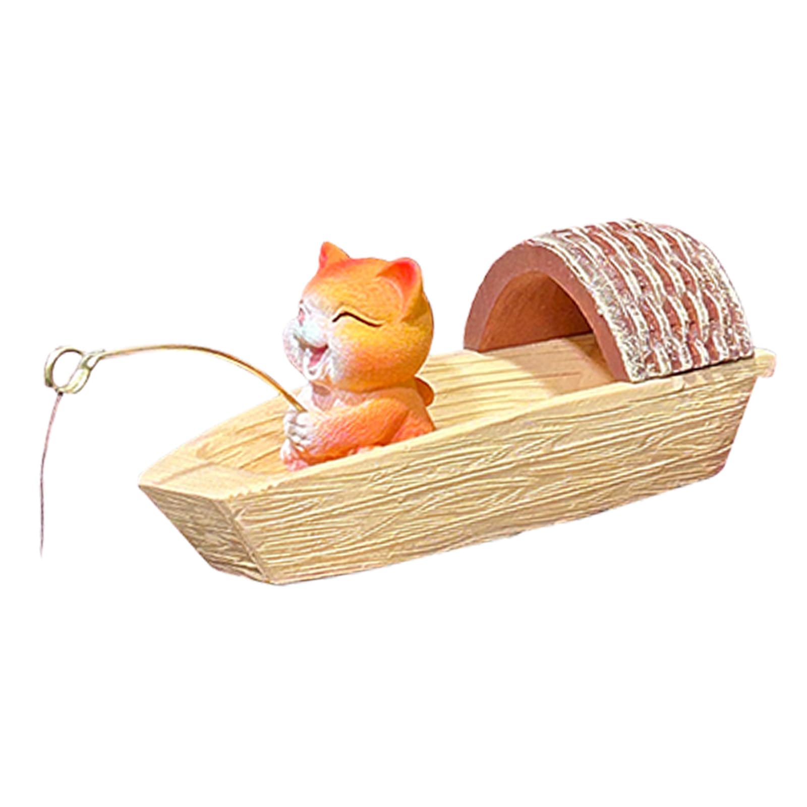 Mllepjdh Boating Cats Statue Figurines Garden Decors Housewarming Gift Resin Fishing Cats Figurines Sculptures Table Centrepieces Fairys Garden Accessories