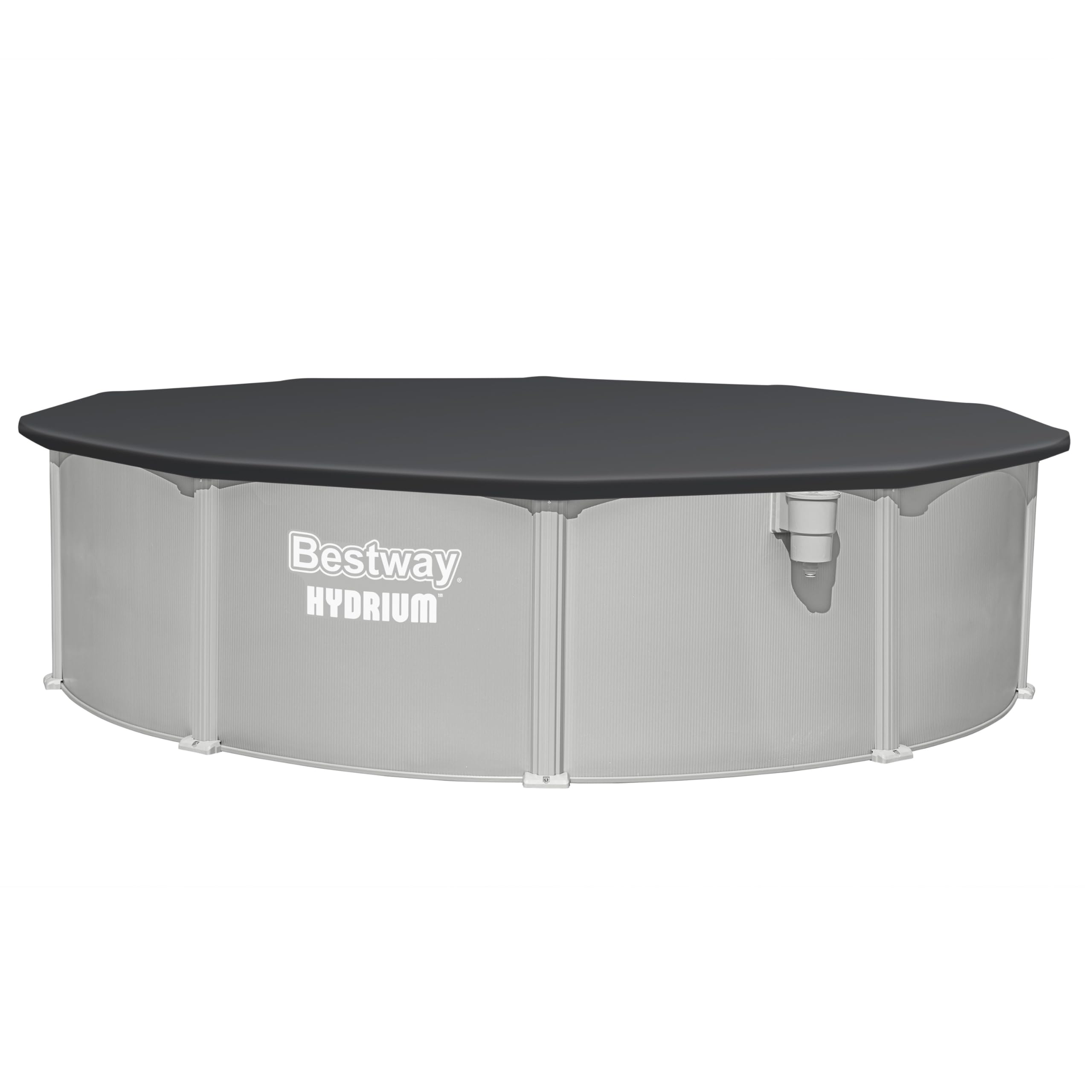 Bestway Hydrium Stahlwandpool Komplett-Set rund 457 x 122 cm Granitgrau Gartenpool Aufstellpool mit Sandfilteranlage