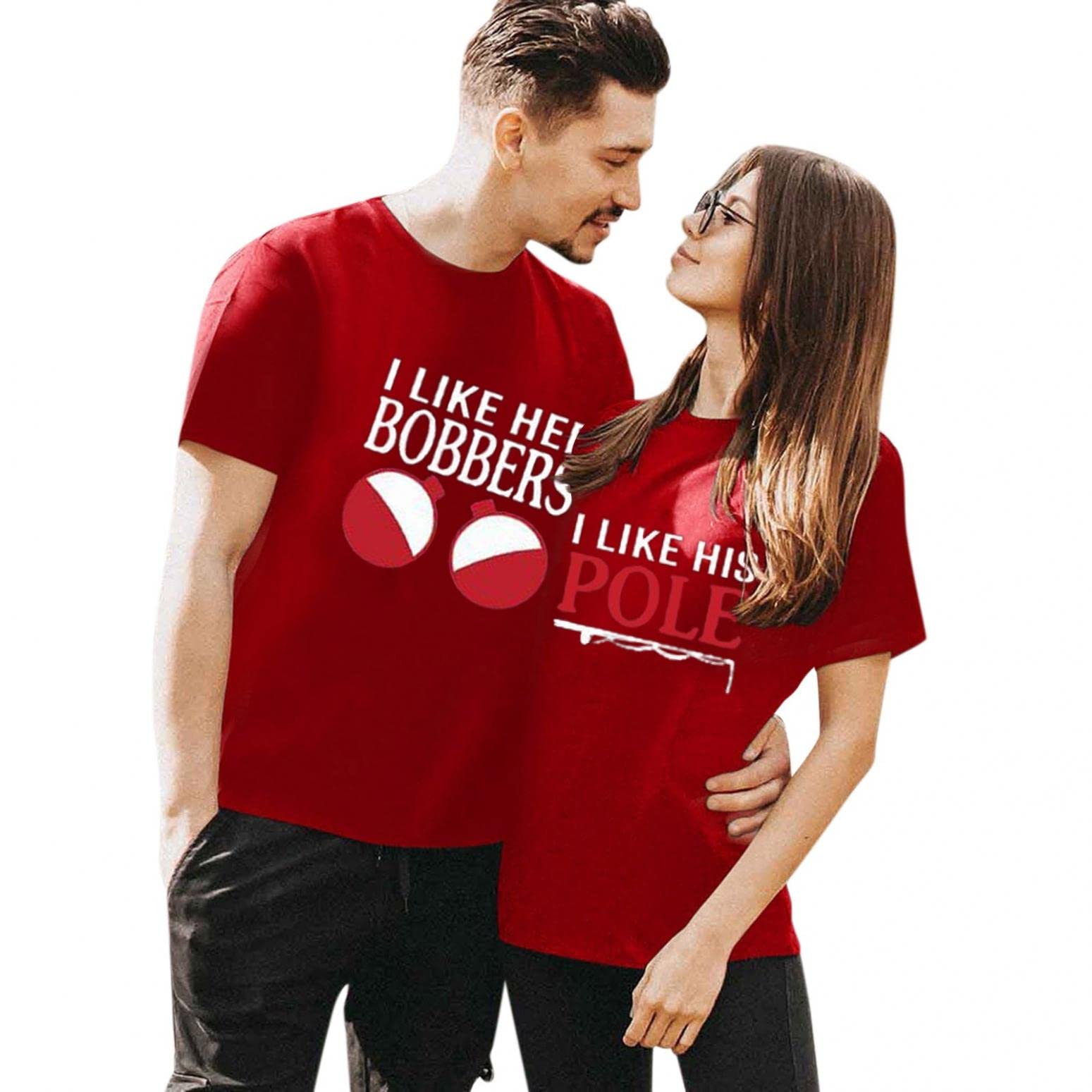 LMDGO Matching Couple T Shirts Funny Cute Lover Letter Graphic Printed Tees Blouse Valentines Wedding Anniversary Sets